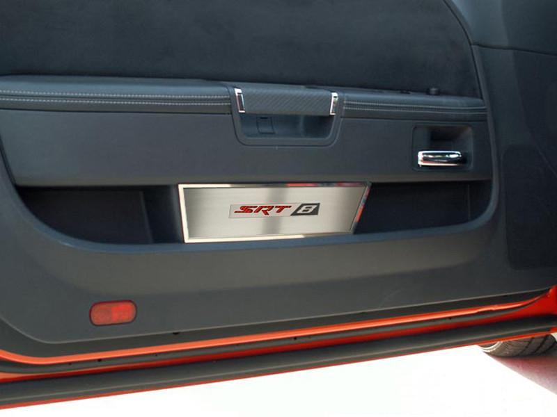"SRT8" Stainless Door Panel Covers 08-14 Dodge Challenger - Click Image to Close